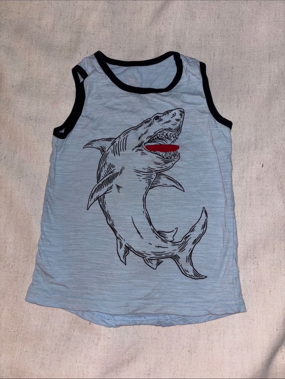 wonder nation Light Blue Shark Tank Top with Black Trim